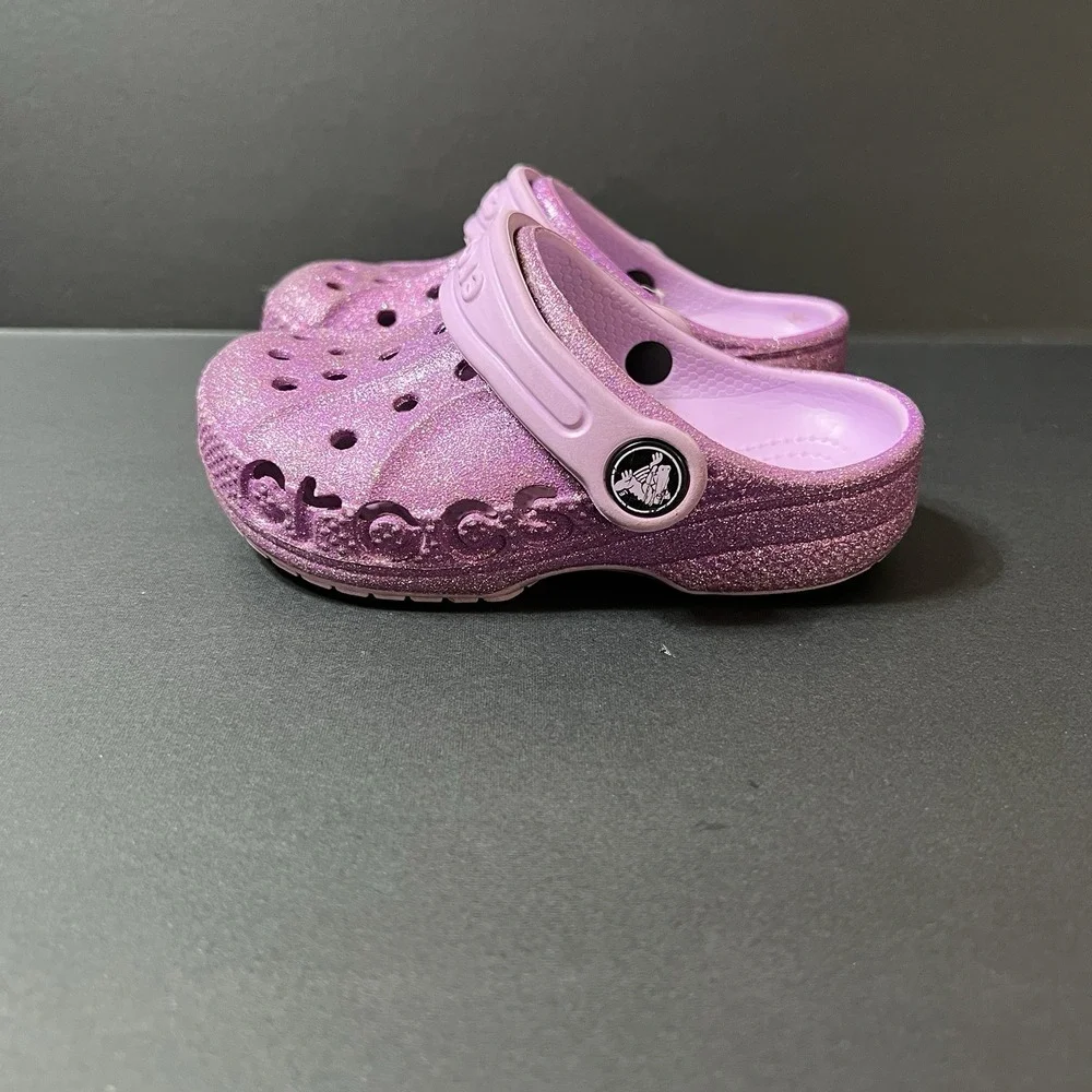 Crocs Kids Classic Purple Space Glitter Clogs Size 8C